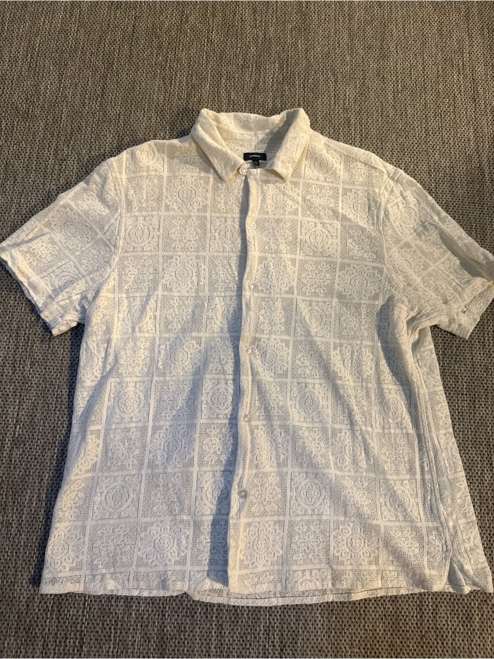 Men's White/cream Short-Sleeve Button-Up Shirt